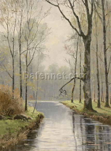 Dafen Village Style Reproduction of Walter Moras’ ‘Motiv aus dem Spreewald’ – 83×62 cm Oil on Canvas for Interior Designers