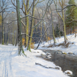 High - Quality Dafen Village Hand - Painted Reproduction of Walter Moras' 'Bachlandschaft im Winter' - 96x136 cm Oil Painting for Art Lovers and Gift Seekers