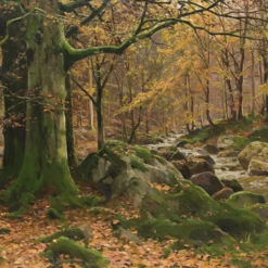 Dafen Village - Style Reproduction of Walter Moras' 'Herbstlicher Waldbach' - 80x120 cm Oil Painting for Art Collectors