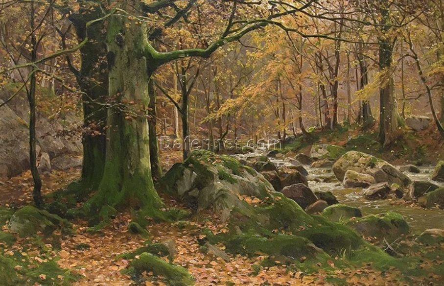 Dafen Village – Style Reproduction of Walter Moras’ ‘Herbstlicher Waldbach’ – 80×120 cm Oil Painting for Art Collectors