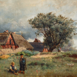 Authentic - Looking Dafen Village Style Replica of Walter Moras' 'View of Thiessow/Rugia, 1877' - 28.5x42.5 cm Oil on Canvas for Collectors