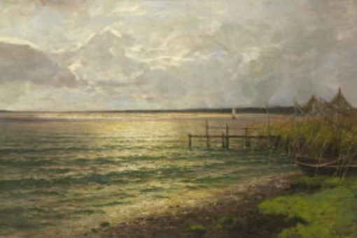 High – Quality Dafen Village Hand – Painted Replica of Walter Moras’ ‘Märkisches Seeufer im Abendlicht, ca. 1876’ – 80×120 cm Oil on Canvas for Collectors