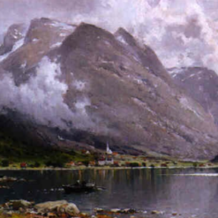 Stunning Dafen Village Reproduction of Walter Moras' 'Hochgebirgslandschaft mit spiegelndem See' - 39x64.5 cm Oil on Canvas for Interior Decorators