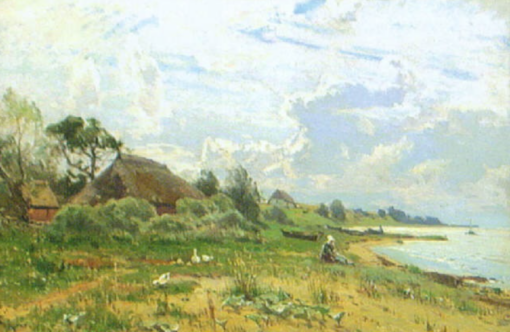 Exquisite Dafen Village Reproduction of Walter Moras’ ‘Motiv från Rügen’ – 24×36 cm Oil on Panel for Interior Decorators