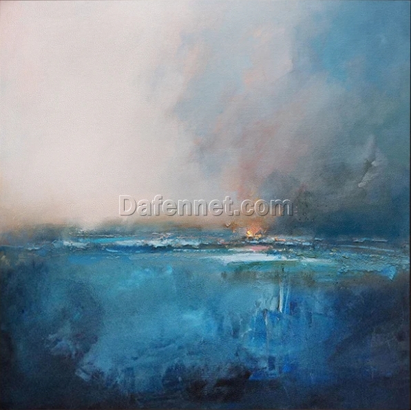 Inspired by Abstract Seascape Art – Hand-Painted Ocean Oil Painting on Canvas | Coastal Wall Décor for Home & Office | DaFen Village Studio