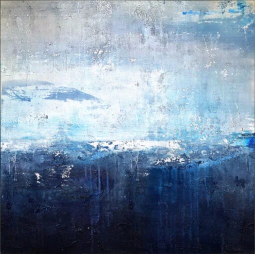 Inspired by Stormy Blue Ocean – Abstract Seascape Oil Painting | Hand-Painted Coastal Wall Art for Modern Home & Office | DaFen Village Studio