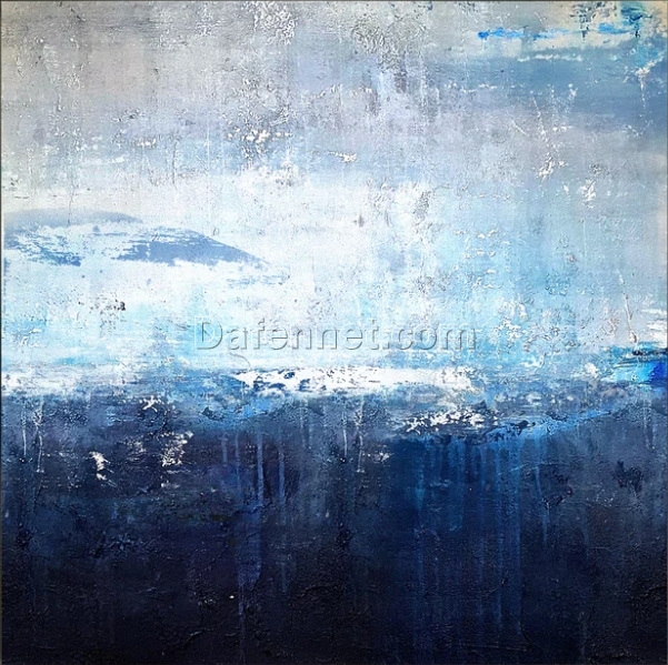 Inspired by Stormy Blue Ocean – Abstract Seascape Oil Painting | Hand-Painted Coastal Wall Art for Modern Home & Office | DaFen Village Studio
