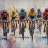 Road Cycling Race Oil Painting | Dynamic Sports Art on Canvas – Hand-Painted Wall Decor for Home, Office & Gym | DaFen Village Studio