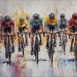 Road Cycling Race Oil Painting | Dynamic Sports Art on Canvas – Hand-Painted Wall Decor for Home, Office & Gym | DaFen Village Studio
