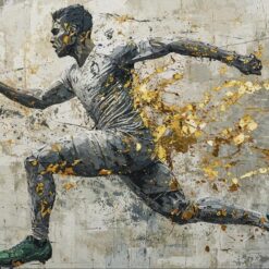 Abstract Runner Sports Oil Painting | Dynamic Athletic Art for Modern Home & Gym Decor – Hand-Painted Canvas from DaFen Village Studio