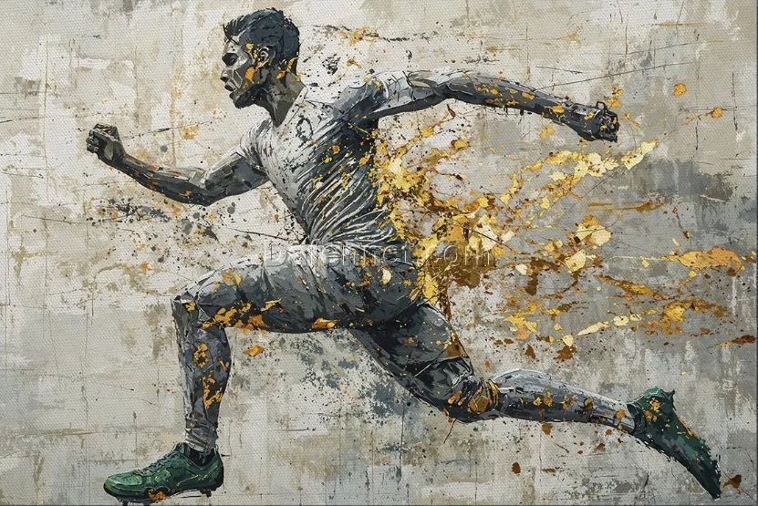 Abstract Runner Sports Oil Painting | Dynamic Athletic Art for Modern Home & Gym Decor – Hand-Painted Canvas from DaFen Village Studio