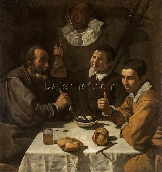 Breakfast (Desayuno) by Diego Velázquez – c.1618 Baroque Genre Oil Painting Replica on Canvas