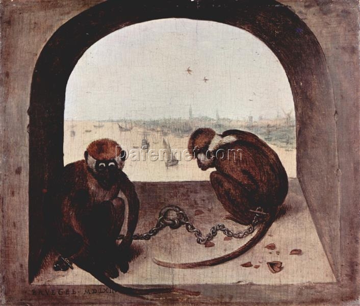 Pieter Bruegel the Elder – Two Monkeys (1562), Northern Renaissance Oil Painting