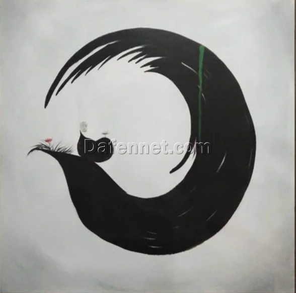 Original Monk Painting On Canvas - Large Black And White Abstract Art ...