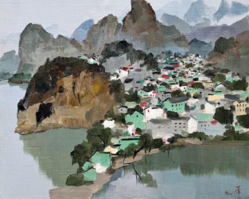 Wu Guanzhong Guilin Oil Painting – Custom Large Canvas Art for Living Room and Home Décor