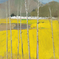 Golden Field by Wu Guanzhong - Custom Oil Painting on Canvas for Elegant Home Décor