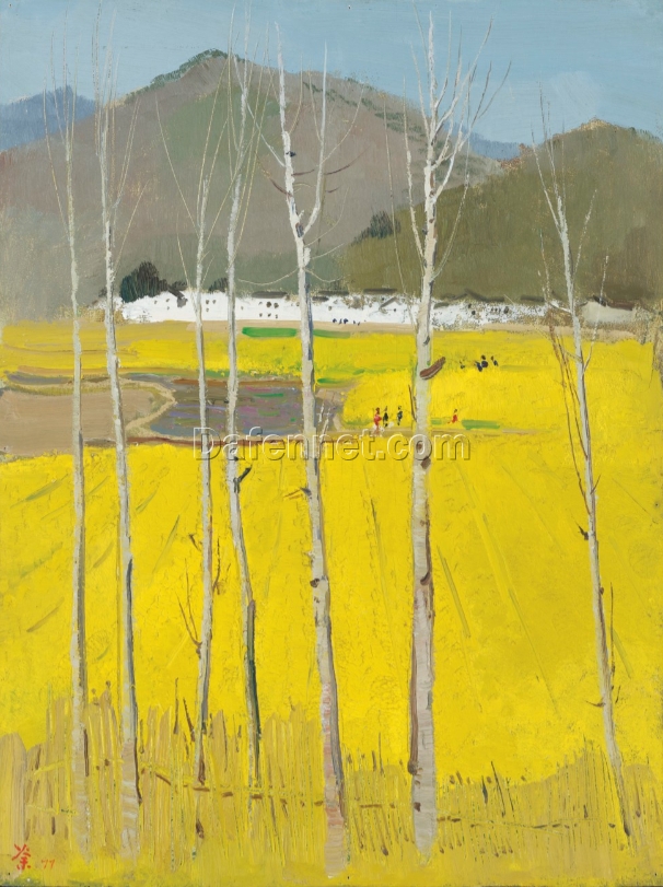 Golden Field by Wu Guanzhong – Custom Oil Painting on Canvas for Elegant Home Décor