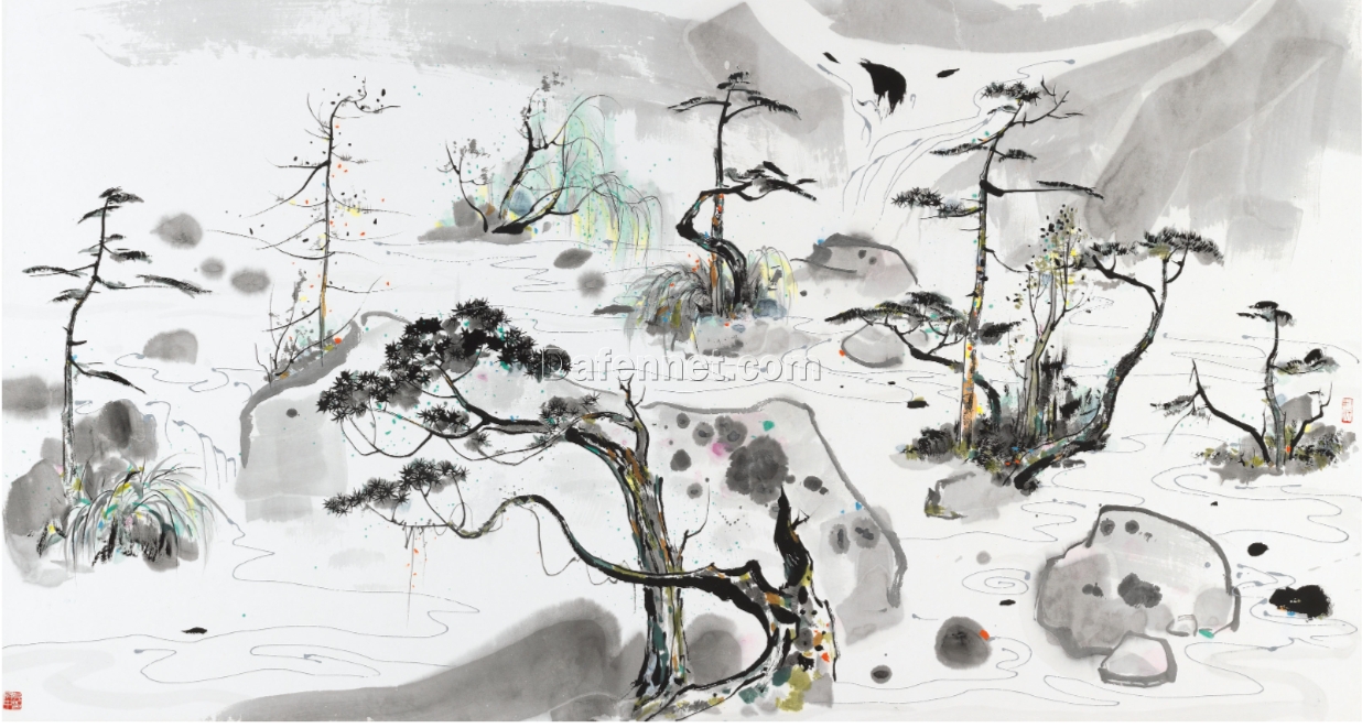 Wu Guanzhong’s Potted Sea – Modern Chinese Abstract Landscape Oil Painting