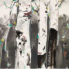 Wu Guanzhong’s Birch Trees – Asian Private Collection Landscape Oil Painting