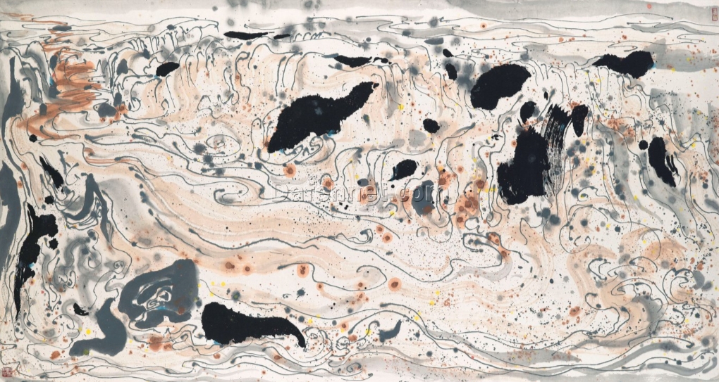 Roar” by Wu Guanzhong – Abstract Expressionism Oil Painting for Modern Home Interiors