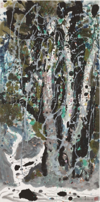 Forest and Spring” by Wu Guanzhong – Large Abstract Oil Painting for Modern Spaces