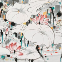 Wu Guanzhong Lotus Pond – Large Wall Art Oil Painting for Contemporary Chinese Décor