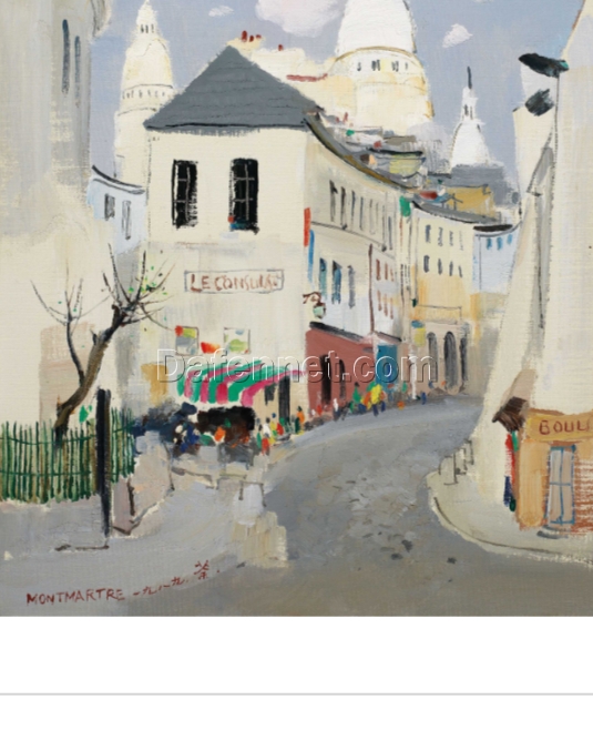 Montmartre, Paris No. 5” Inspired by Wu Guanzhong – Abstract Paris Cityscape Oil Painting on Canvas