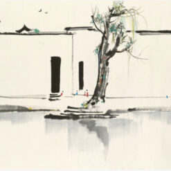 Wu Guanzhong Inspired “Spring Message” Wall Art – Modern Chinese Landscape Painting on Canvas (Framed Option)