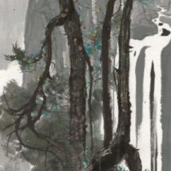 Custom Abstract Chinese Mountain Landscape – Moonlit Mount Emei Oil Painting Wall Art