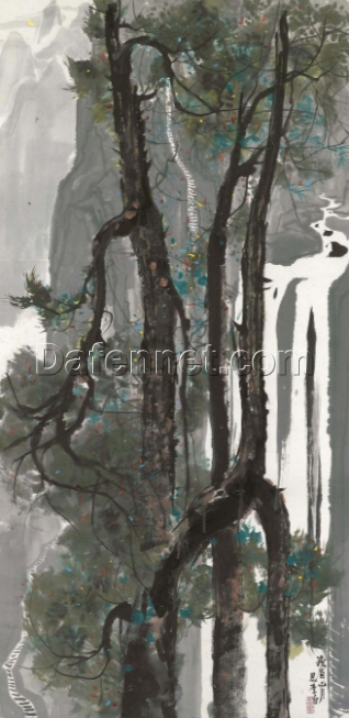 Custom Abstract Chinese Mountain Landscape – Moonlit Mount Emei Oil Painting Wall Art