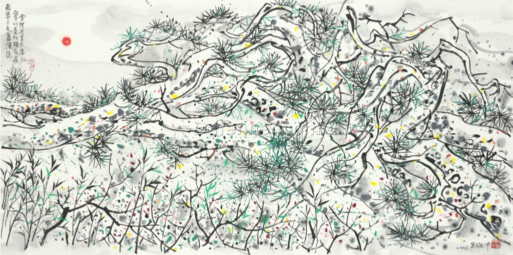 The Three Friends of Winter” – Wu Guanzhong Inspired Modern Chinese Ink Painting on Canvas