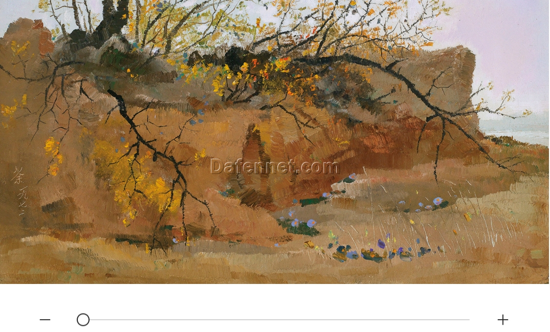 Chinese Autumn Abstract Wall Art – Wu Guanzhong Style Nature Painting for Modern Interiors
