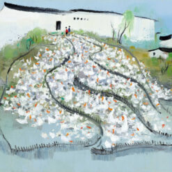 The Sound of My Hometown” – Wu Guanzhong Abstract Oil Painting, Custom Hand-Painted Canvas Art for Home Decor