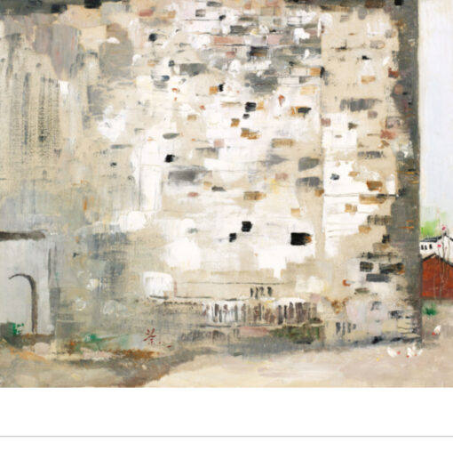 Old Wall” – Wu Guanzhong Oil Painting, Hand-Painted Traditional Chinese Art for Interior Spaces, Large Canvas Art for Hotels and Homes