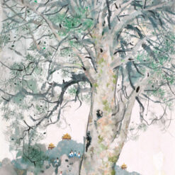 Wu Guanzhong "White Pine at Jingshan" – 1990s Oil Painting for Modern Chinese Art Lovers