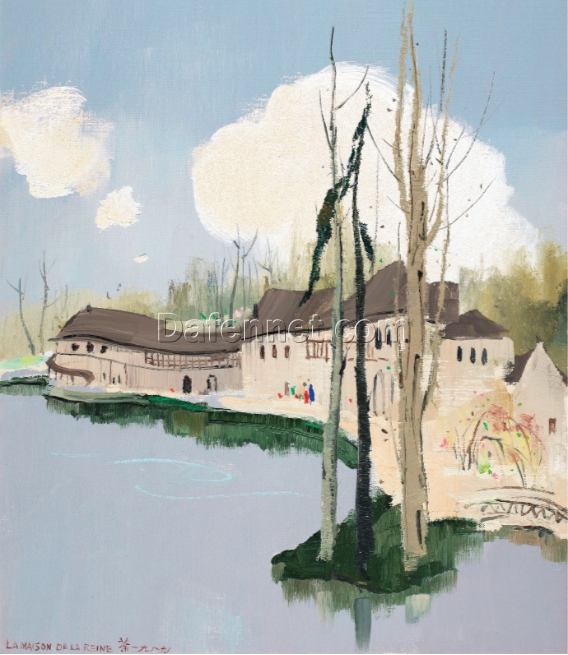 Versailles Queen’s Residence – Wu Guanzhong Style Abstract Oil Painting for Luxury Wall Art Décor