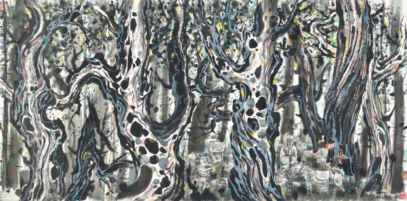 Custom Oil Painting – Wu Guanzhong ‘Yi Kong Lin’ Style Landscape, Chinese Modern Art for Living Room Walls