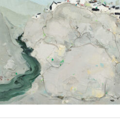 Wu Guanzhong Style River Village Landscape – 'People by the Wu River' Inspired Oil Painting on Canvas