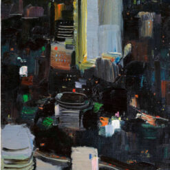 Tokyo at Night – Wu Guanzhong Inspired Modern Cityscape Oil Painting on Canvas, Custom DaFen Studio Art