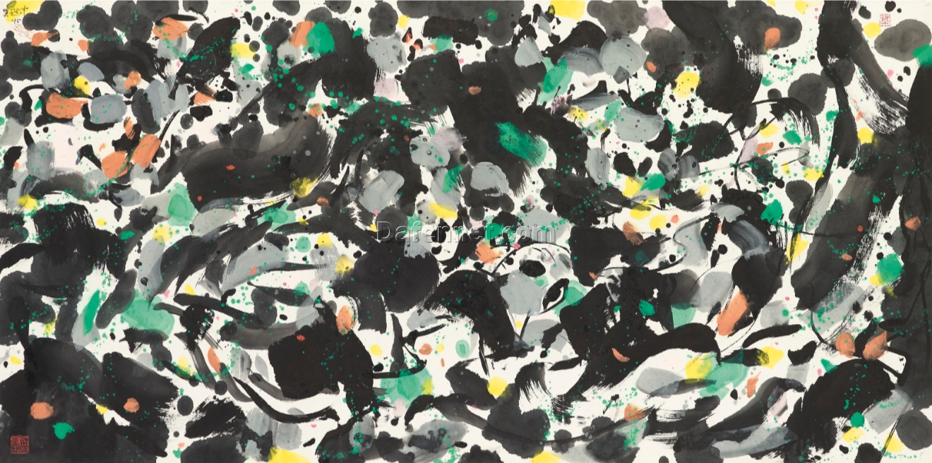 Floral World – Wu Guanzhong Inspired Colorful Flower Painting, Custom Oil on Canvas from DaFen Studio