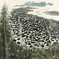Coastal Serenity – Handcrafted Wu Guanzhong Seaside Town Painting, Custom Oil on Canvas from DaFen Studio