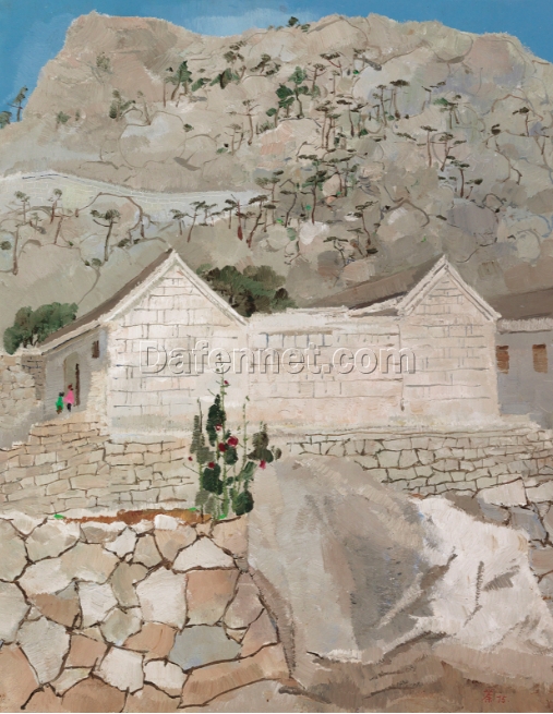 New House in Laoshan by Wu Guanzhong – Hand-Painted Oil Painting on Canvas, DaFen Village Studio Custom Art