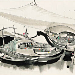 Wu Guanzhong Fishing Boat – Custom Oil Painting on Canvas, Perfect for Chinese Art Lovers