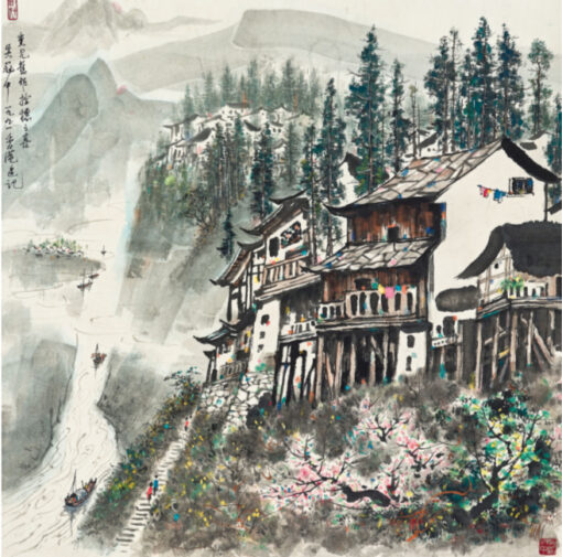 Wu Guanzhong inspiriert Frühling in Dong Dorf - Individuelle Ölgemälde für Wohnzimmer oder Hotel Dekor