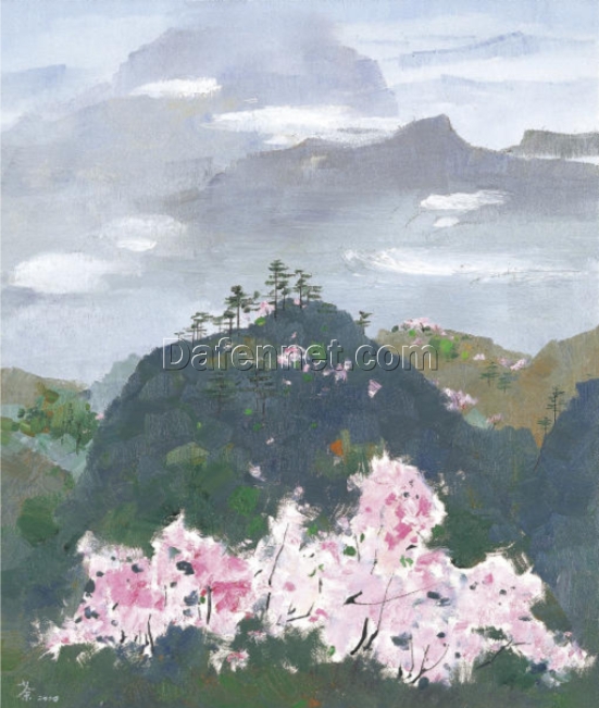Wu Guanzhong Style Landscape Oil Painting – Custom Chinese Abstract Art on Canvas by DaFen Village Studio