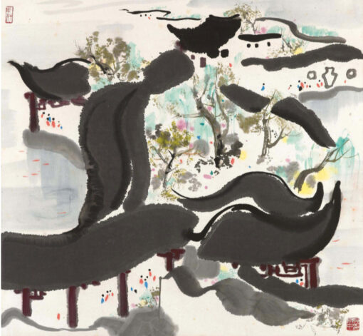 Wu Guanzhong Fish Joy – Custom Oil Painting from DaFen Village Studio
