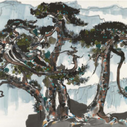 Wu Guanzhong 'Cang Song' – Custom Oil Painting of Majestic Pine for Modern Home & Hotel Décor