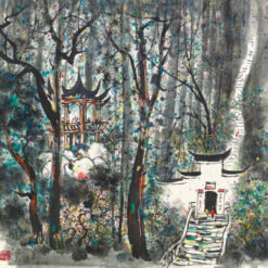 Wu Guanzhong 'Qingcheng Mountain' Oil Painting – Serene Chinese Landscape for Elegant Spaces
