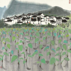 Wu Guanzhong 'Mountain Village' – Elegant Chinese Landscape Oil Painting for Hotel & Home Interior