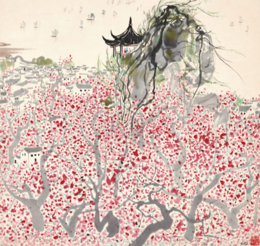 Wu Guanzhong ‘Wuxi Plum Garden’ – Custom Chinese Oil Painting of Plum Blossoms for Home & Hotel Décor